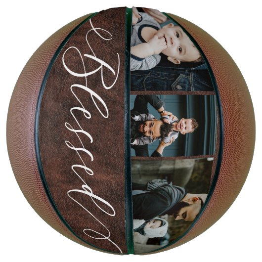 Ballon De Basket Blessé Script Fête des pères en cuir Collage photo (Vertical)