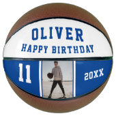 Ballon De Basket Bleu moderne Joyeux Anniversaire Photo Basketball (Devant)
