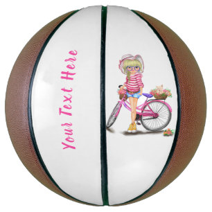 Ballon De Basket Blonde fille mignonne avec Vélo rose - Ajouter vo