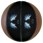 Ballon De Basket Blue Glowing Angel Wings on black background (Vertical)