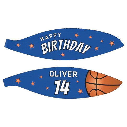 Ballon De Basket Blue moderne Joyeux Anniversaire Stars Keepsaké (Panneaux)