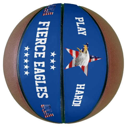 Ballon De Basket Brave Bald Eagle, Drapeau Américain, Étoile (Vertical)
