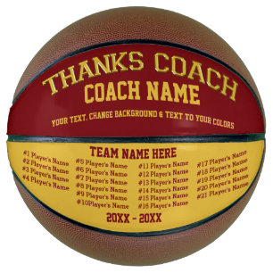 Ballon De Basket Burgundy Gold Personnalisé Basketball Coach Cadeau