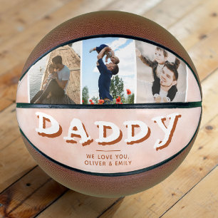 Ballon De Basket Cadeau Papa Orange Blush Famille 3 Photos Collage 