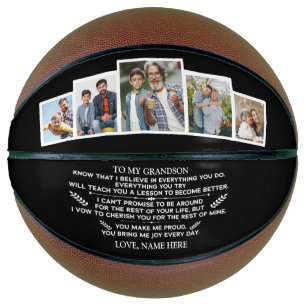 Ballon De Basket Cadeau personnalisé à mon petit-fils avec 5 photos