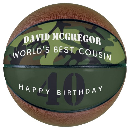 Ballon De Basket Camouflage Joyeux Anniversaire Mondial (Devant)