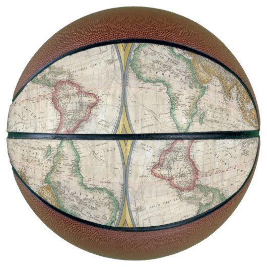 BALLON DE BASKET CARTE MONDIALE VINTAGE (Devant)