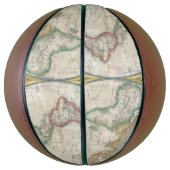 BALLON DE BASKET CARTE MONDIALE VINTAGE (Vertical)