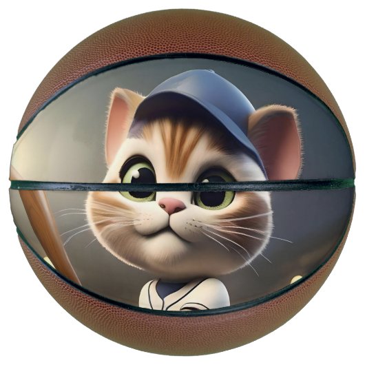 Ballon De Basket Chat de baseball 3D amusant, (Devant)