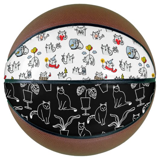 Ballon De Basket Chats amusants, lait et magie. (Devant)