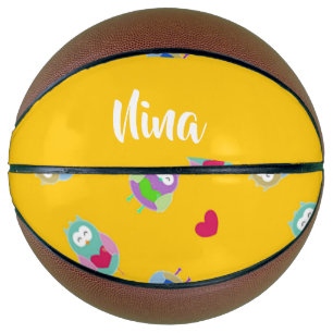 Ballon De Basket Chouettes avec coeur sur orange