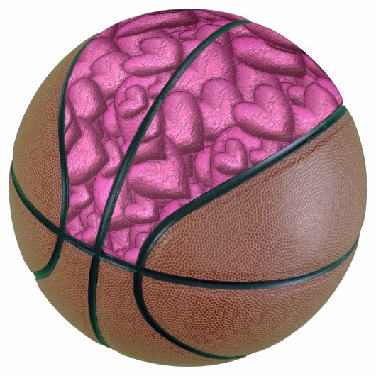 Ballon De Basket Coeurs chatoyants rose (Incliné)