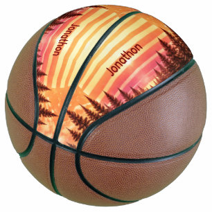 Ballon De Basket Coucher de soleil vintage ambiance rétro nom perso
