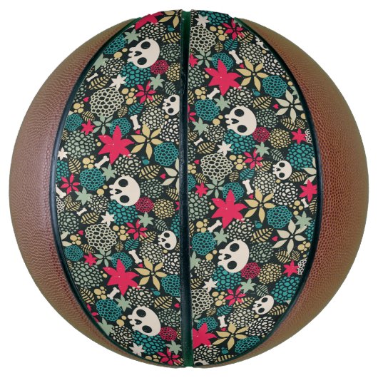 Ballon De Basket Crâne en fleurs (Vertical)