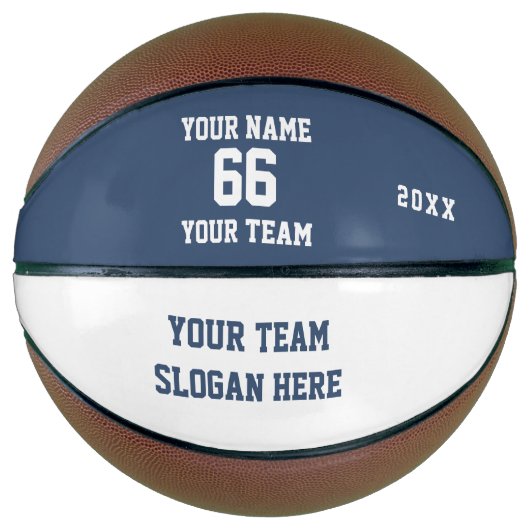 Ballon De Basket Custom Blue Basketball with Name, Number, Team (Devant)
