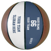 Ballon De Basket Custom Blue Basketball with Name, Number, Team (Vertical)