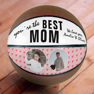 Ballon De Basket Cute Best Mom Pink Heart 2 Photo Collage