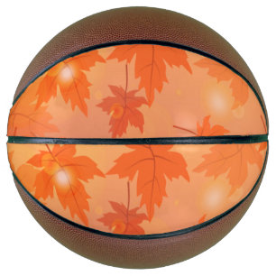 Ballon De Basket Design d'automne avec feuilles d'érable et effet b