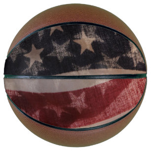 Ballon De Basket Deux drapeaux américains rétroéclairés