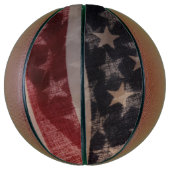 Ballon De Basket Deux drapeaux américains rétroéclairés (Vertical)