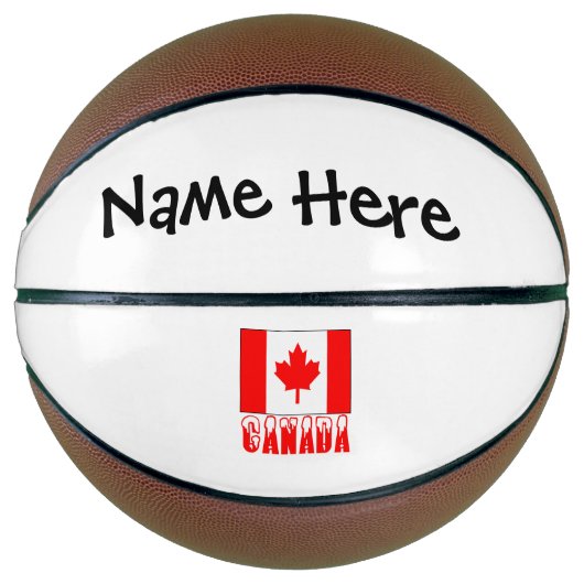 Ballon De Basket Drapeau canadien avec votre nom (Devant)