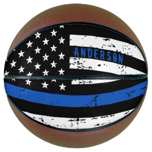 Ballon De Basket Drapeau de police personnalisé Ligne bleue mince