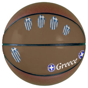 Ballon De Basket Drapeau d'empreintes digitales grec