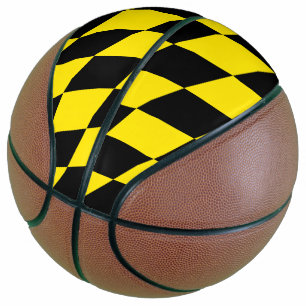 Ballon De Basket Drapeau diamant de Bavière noire et jaune Motif
