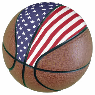 Ballon De Basket Drapeau Patriotique Rouge Blanc Bleu Étoiles Et Fr