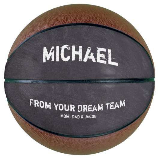 Ballon De Basket Dream Team Personnalisé Nom Chalkboard etching (Devant)