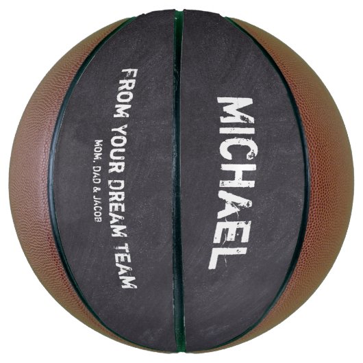 Ballon De Basket Dream Team Personnalisé Nom Chalkboard etching (Vertical)