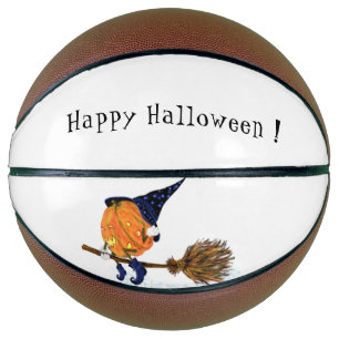 Ballon De Basket Drôle Halloween Citrouille de basket-ball Sorcière