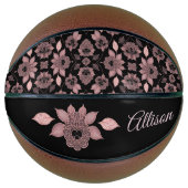 Ballon De Basket Élégant rose sur dentelle noire dans le style vint (Devant)