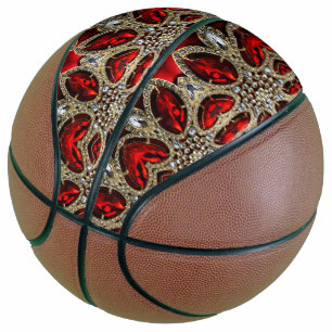 Ballon De Basket élégante mode style or rubis rouge bordeaux