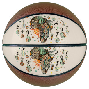Ballon De Basket Éléments de motif décoratif tribal de carte d'Afri