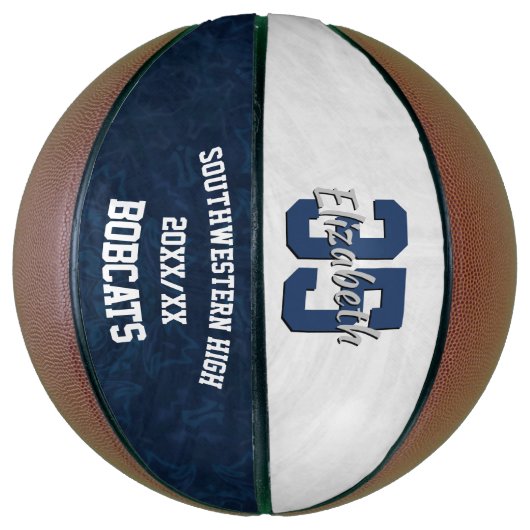 Ballon De Basket esprit d'équipe de filles blanches bleues (Vertical)