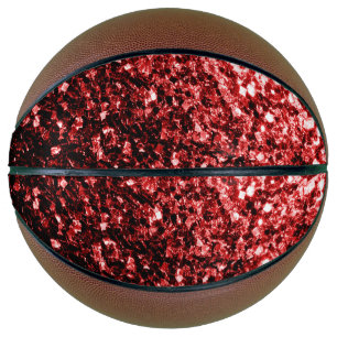Ballon De Basket Faux éclat de couleur rouge foncé scintille bling