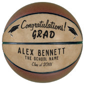 Ballon De Basket Félicitations Rustic Beige Grad Grad Grad Graduati (Devant)