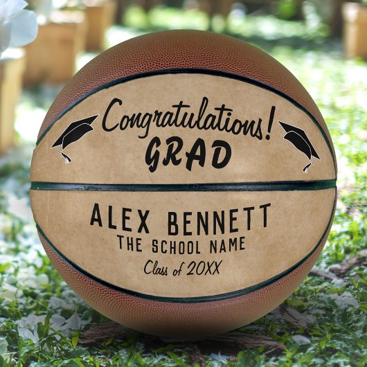 Ballon De Basket Félicitations Rustic Beige Grad Grad Grad Graduati
