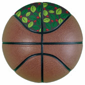 Ballon De Basket Feuilles verts, Berries Rouges, Motif Des Feuilles (Droite)