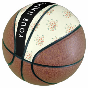 Ballon De Basket Fleurs bleues et rouges, noires, Votre nom
