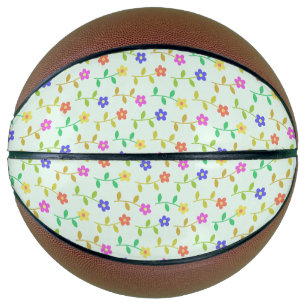 Ballon De Basket Fleurs colorées, Motif Floral, Verdure, Boho