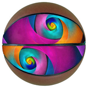 Ballon De Basket Floral moderne Art Abstrait rose Bleu Motif #17