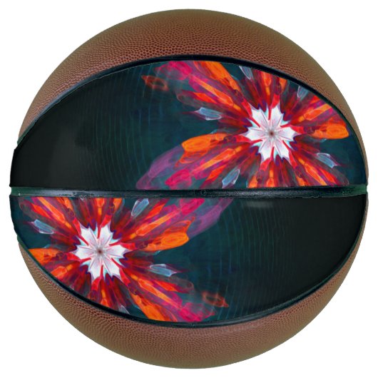Ballon De Basket Flore Mandala Flowers Orange Red Blue Abstract (Devant)