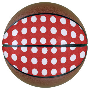 Ballon De Basket Fond de fractales rouges avec pois blancs fractals