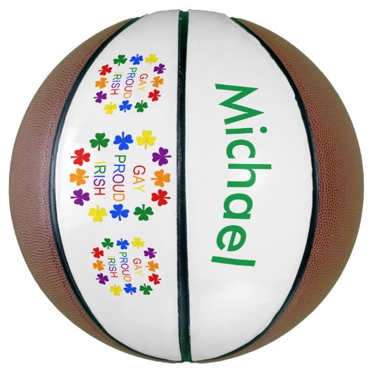 Ballon De Basket Gay Fier Irlandais LGBT Rainbow Shamrocks (Vertical)