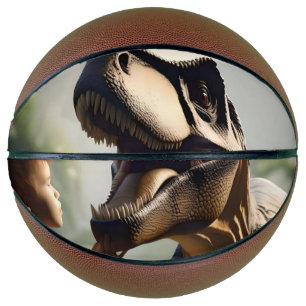 Ballon De Basket Géant doux : Le T-Rex amical qui aime un chat