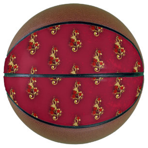 Ballon De Basket Golden Treble Clef avec fleurs Roses