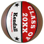 Ballon De Basket Graduation personnalisée en blanc rouge (Vertical)