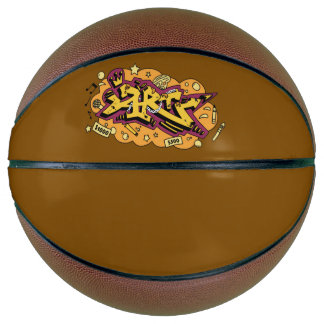 Ballon De Basket Graffiti manuscrit jaune et orange urbain